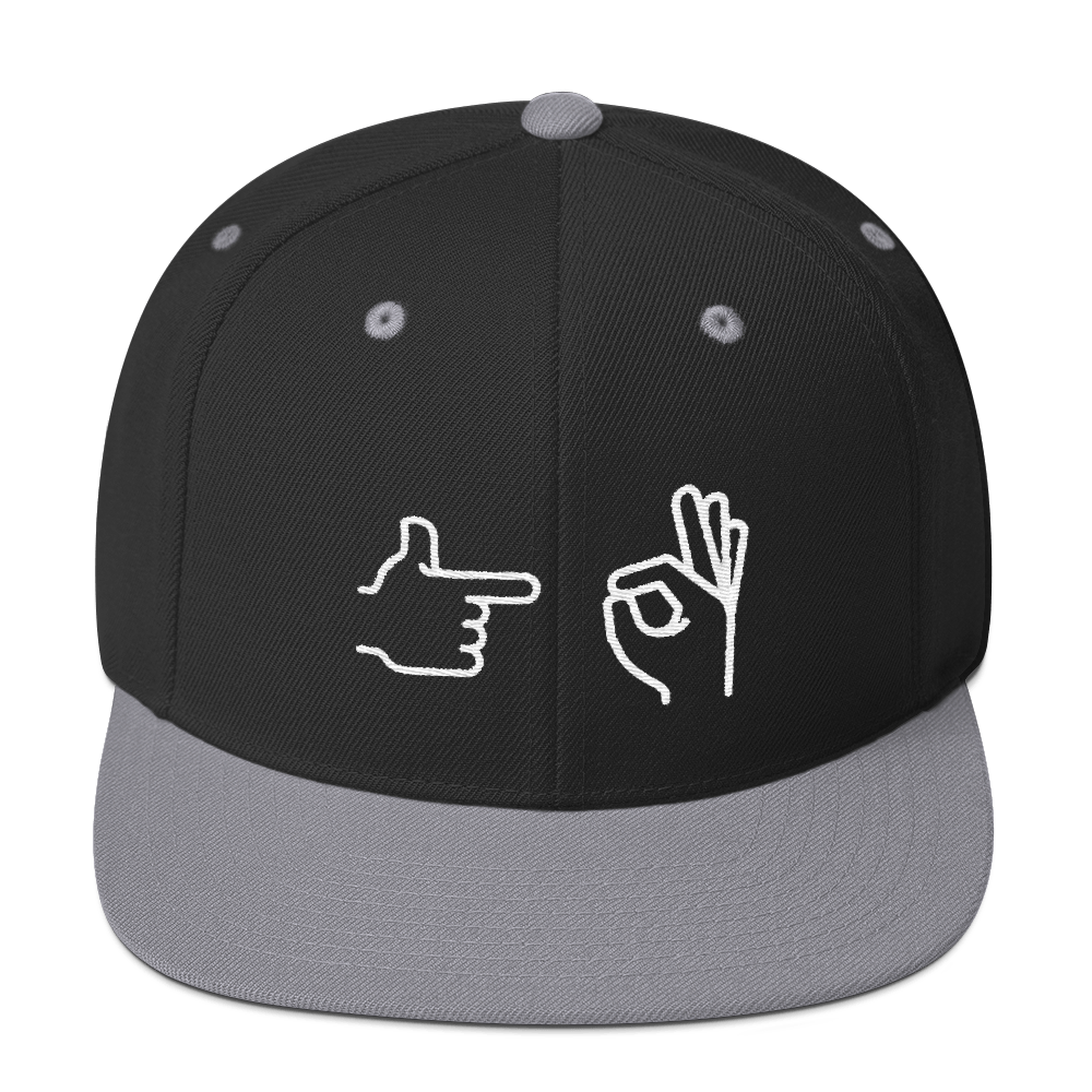 Snapback Hat with the hand emoji representing sex on the front