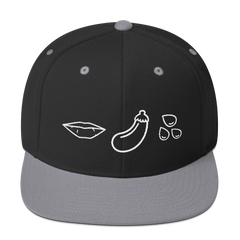 Snapback hat with emojis for oral sex - Eggplant emoji