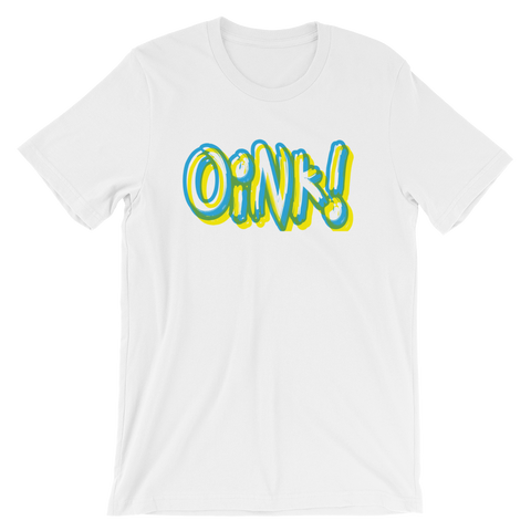 Sex Positive Typographic tee with the word 'Oink' on the front